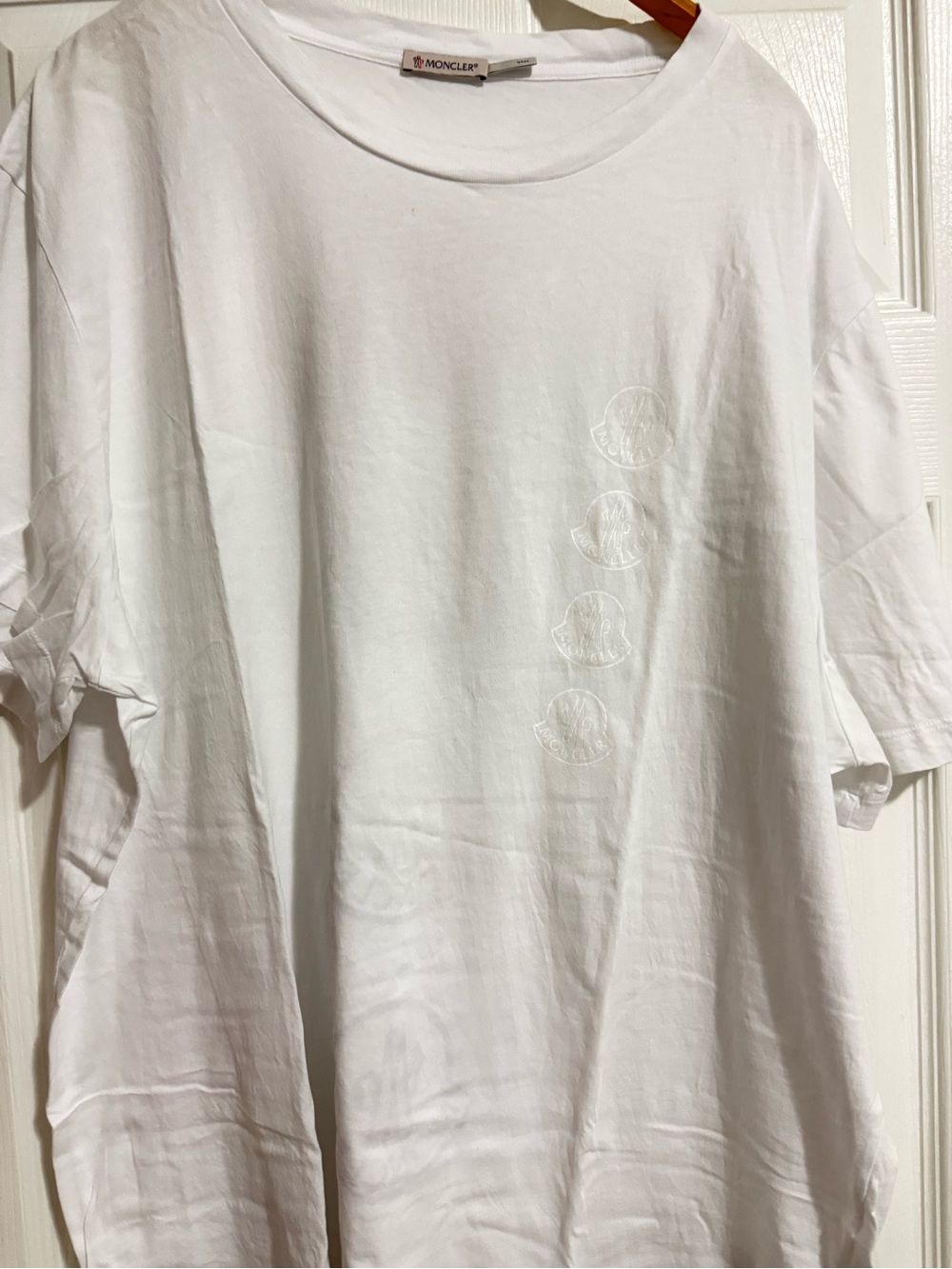Moncler White Short-Sleeve Logo Tee